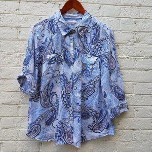 $5 SALE * XL Croft & Barrow blue paisley lightweight buttondown top